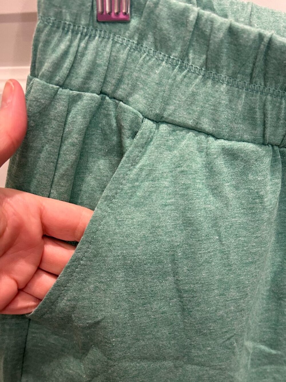Zenana Exposed Seam Boxy Top and Short Set- Heather Green Color - Picture 12 of 14